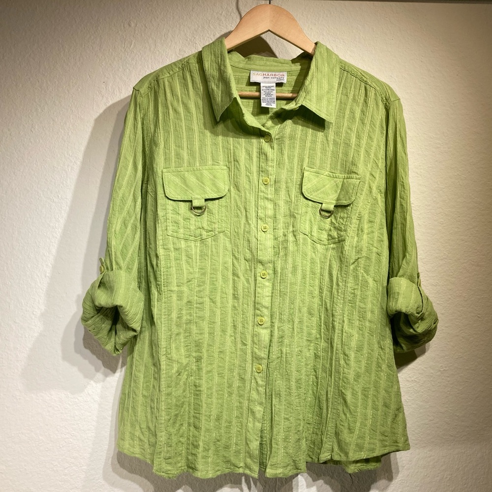Button Down Spring Green Sag Harbor Size 2X